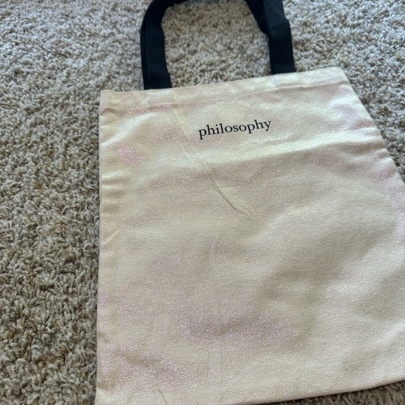 Philosophy White Iridescent Tote Bag with Black Straps - Picture 3 of 5
